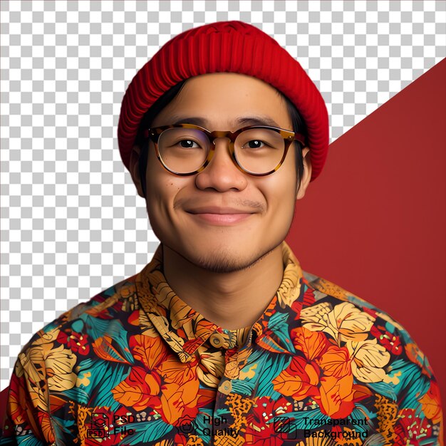 PSD asian young man smiling on transparent background include png file