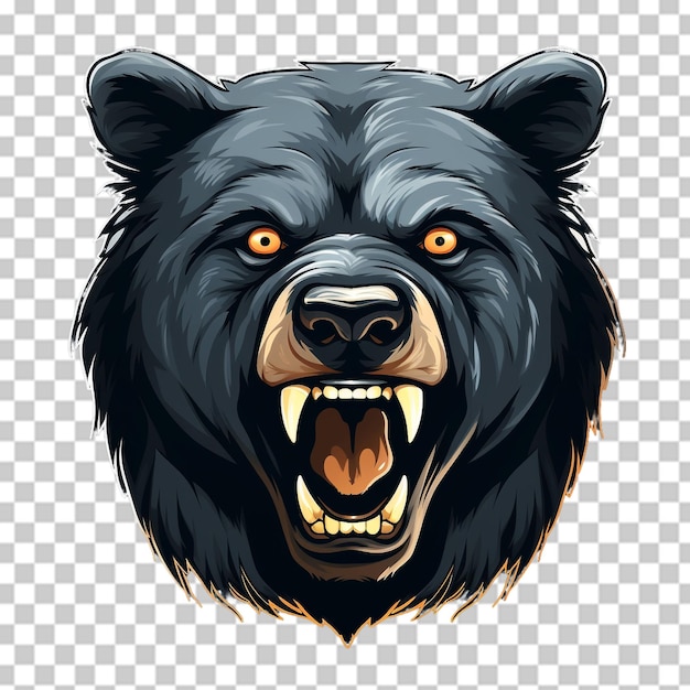 PSD asiatic black bear mascot logo on transparent background