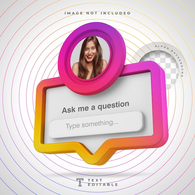 PSD ask me a question frame 3d social media