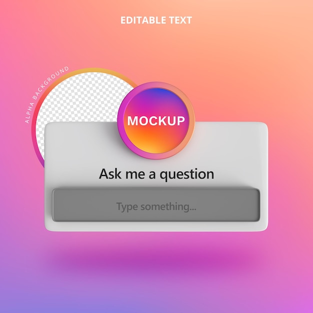 PSD ask a question instagram 3d isolate