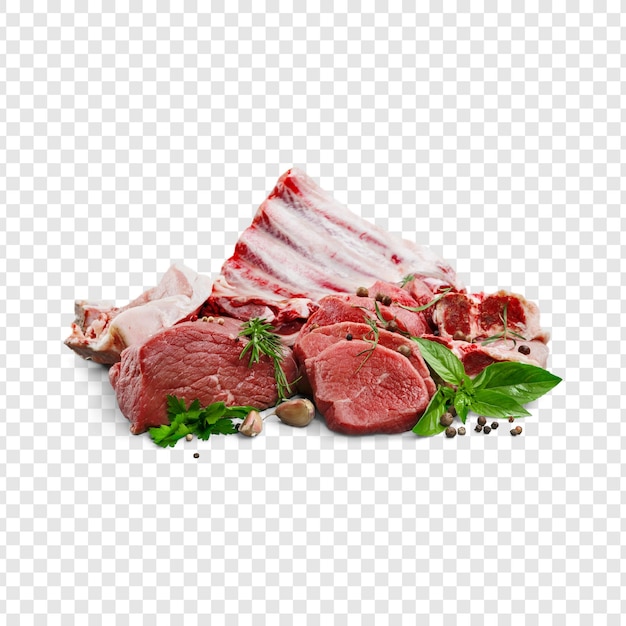Asortyment surowej mięsa