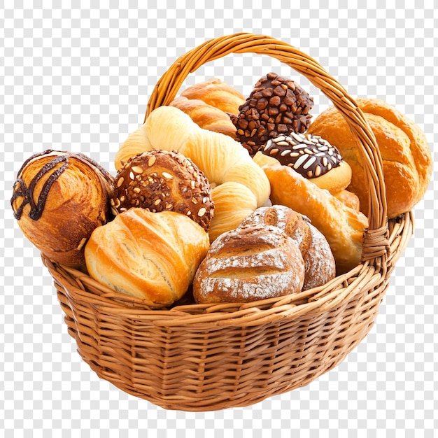 Asortyment świeżo upieczonego chleba w koszyku