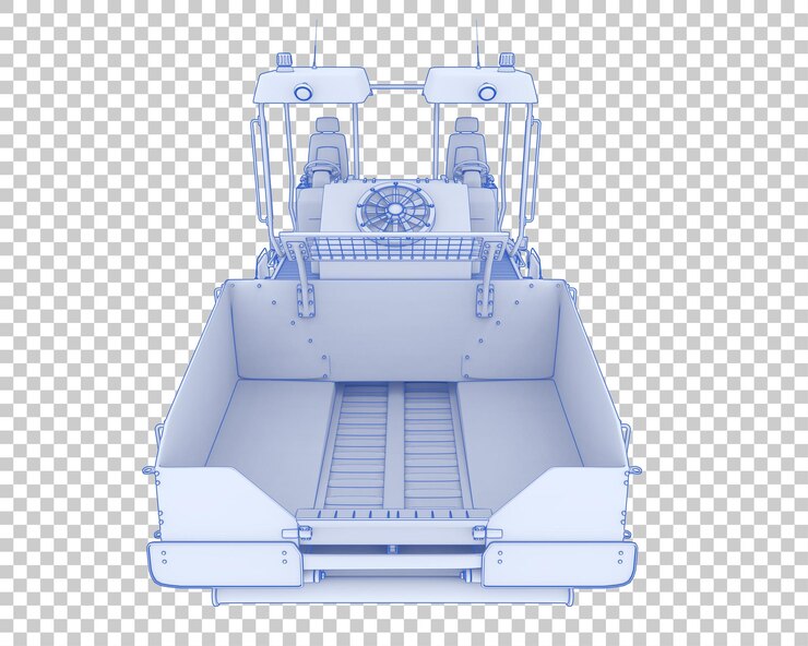 PSD asphalt paver on transparent background 3d rendering illustration