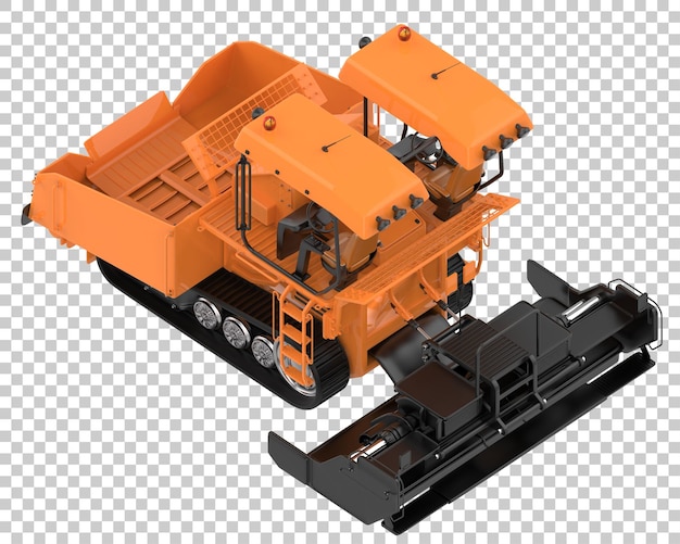 PSD asphalt paver on transparent background 3d rendering illustration