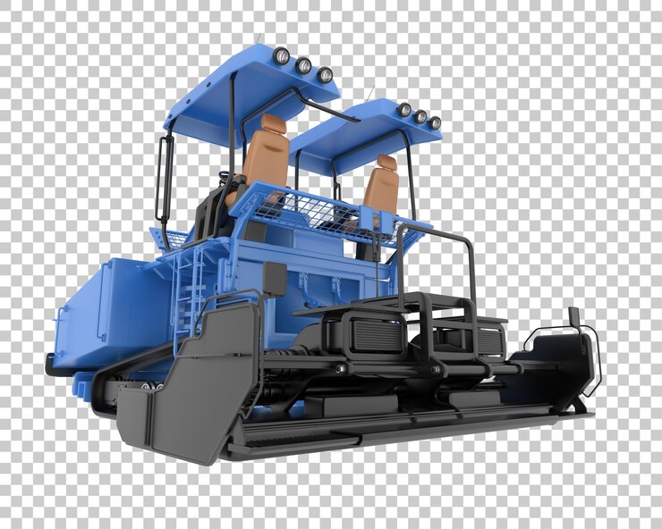 PSD asphalt paver on transparent background 3d rendering illustration