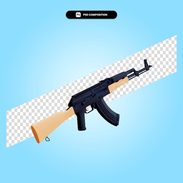 PSD assault rifle 3d render illustration isolated