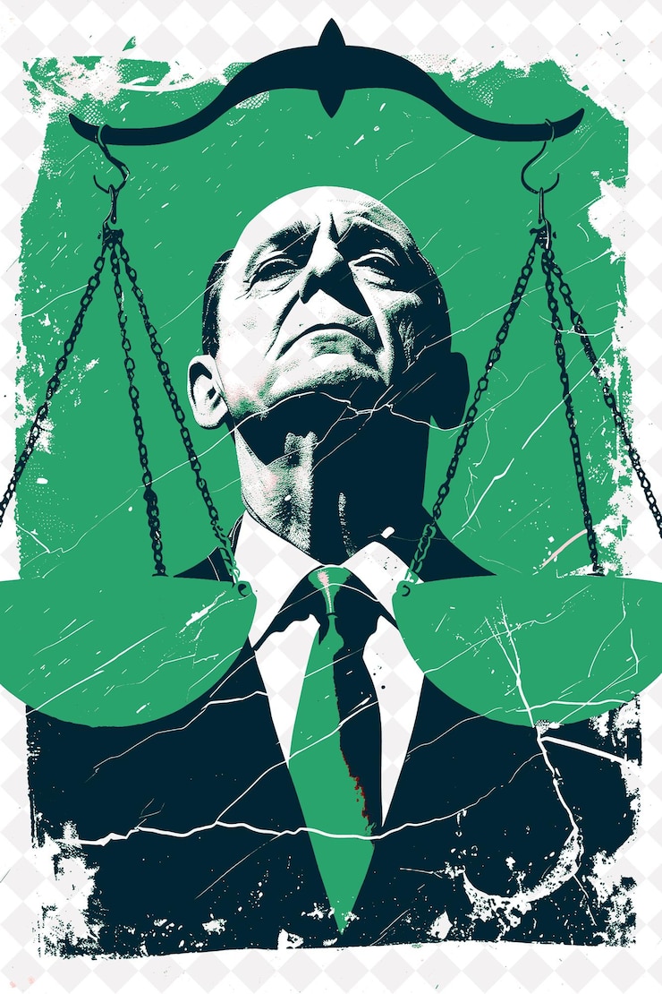 PSD assertive presidential candidate portrait with a red scale p flat illustration election campaign