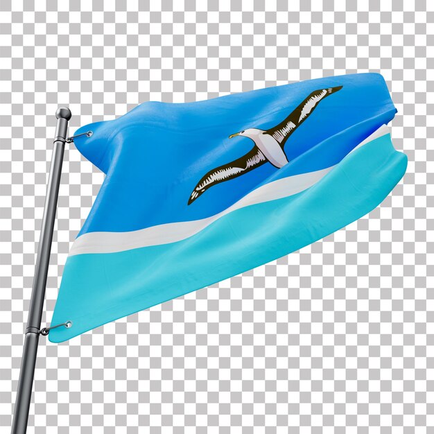 Asset 3D Realistic Flag of Midway Islands with Transparent Background