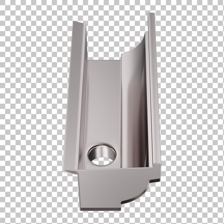 PSD asset 3d realistic galvanized steel rain gutter isolated on white background