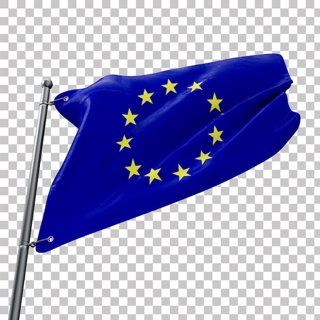 Asset 3D Realistische vlag van de Europese Unie met doorzichtige achtergrond