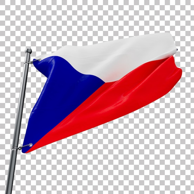 Asset 3D Realistische vlag van de Tsjechische Republiek met doorzichtige achtergrond