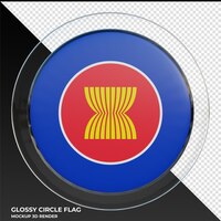 association of southeast asian nations realistic 3d textured glossy circle flag