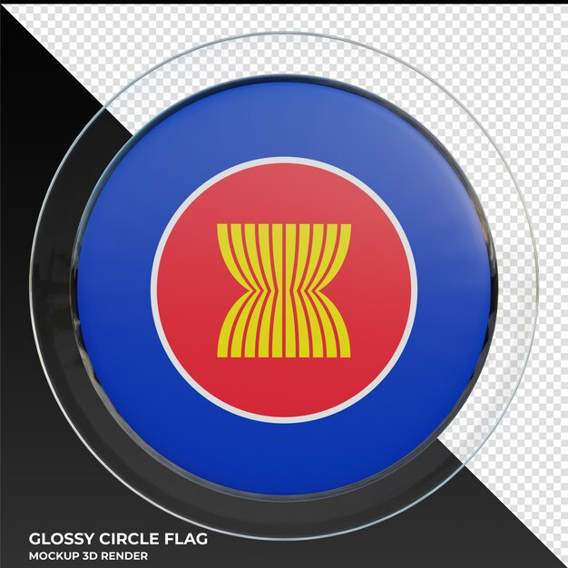 Association of southeast asian nations realistic 3d textured glossy circle flag