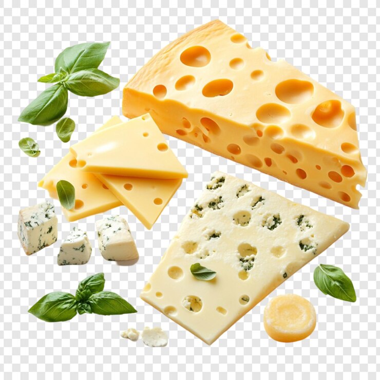 PSD различные сыры с базиликом оставляют вкусный образ пищи