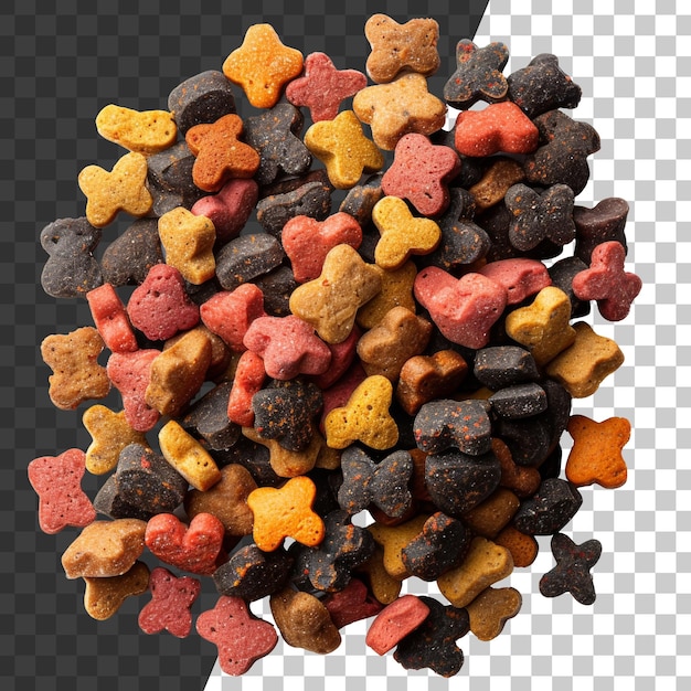 PSD assorted colorful dog treats for training and reward on transparent background stock png