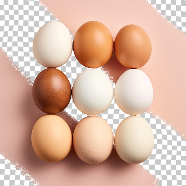 PSD assorted eggs displayed on a transparent background