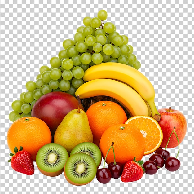 Assorted fresh fruits in a colorful arrangement