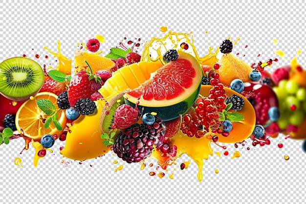 PSD una varietà di frutta fresca e sana un mix di bacche colorate
