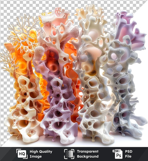 Assorted human bone crosssections with transparent object on transparent background white vase