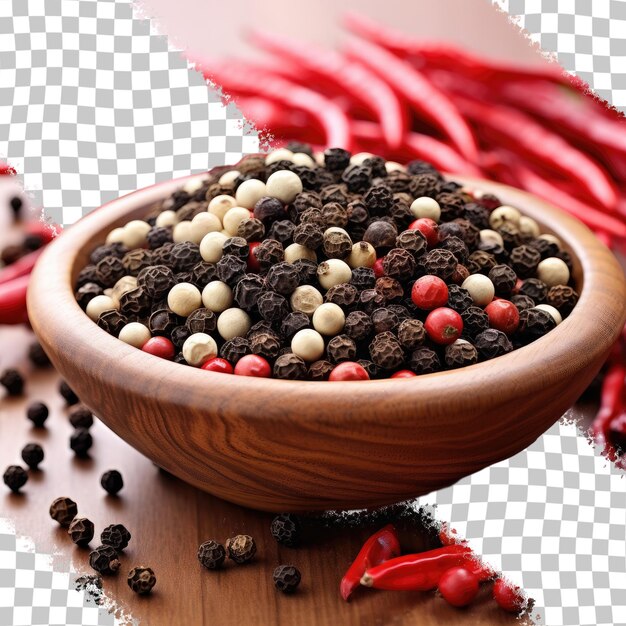 PSD assorted peppercorns in a bowl close up