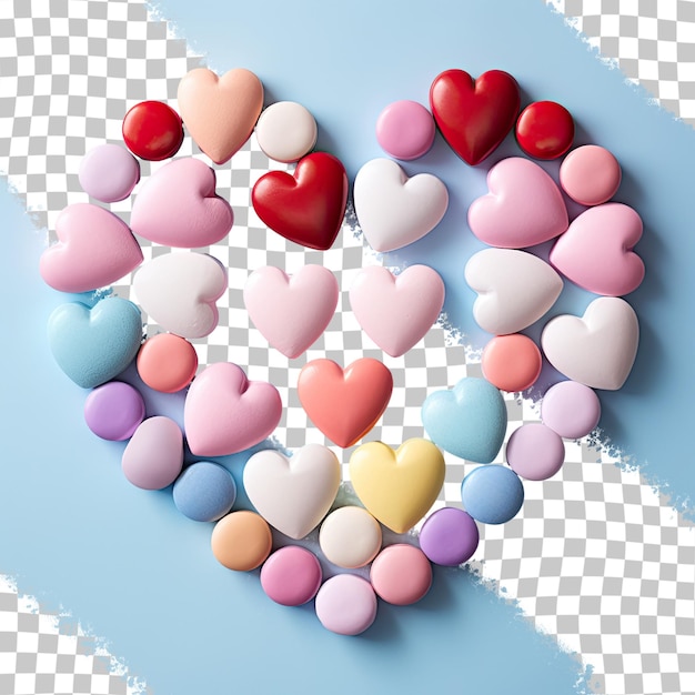 Assorted pills laid out on transparent background