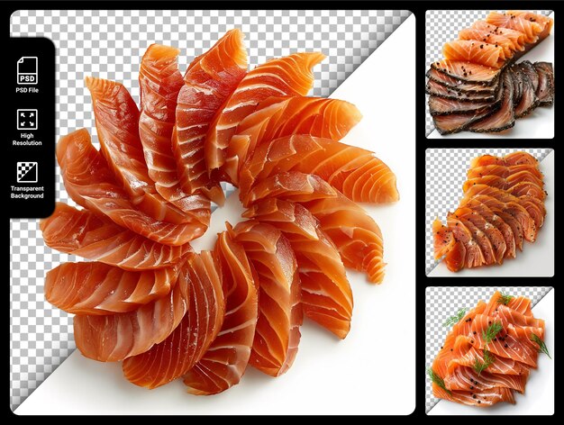 PSD assorted sliced smoked salmon display