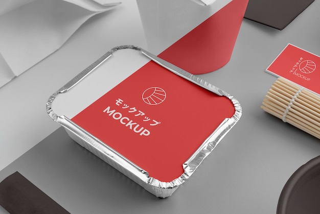 PSD assortiment japans fastfood met mock-up verpakking