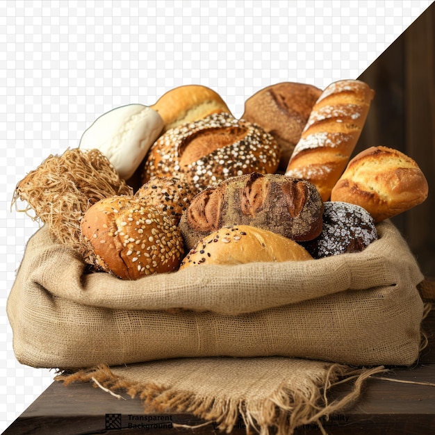 Assortiment van gebakken brood op houten tafel geïsoleerde achtergrond