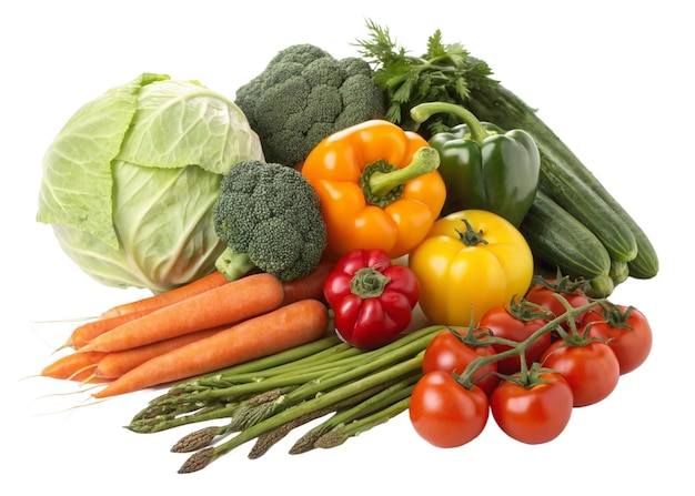 Assortiment verse kleurrijke groenten, waaronder broccoli, wortels, tomaten en paprika's
