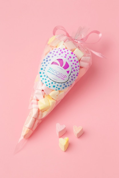 assortment of candy in tied plastic bag
