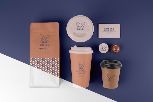 Assortimento di elementi di caffetteria mock-up