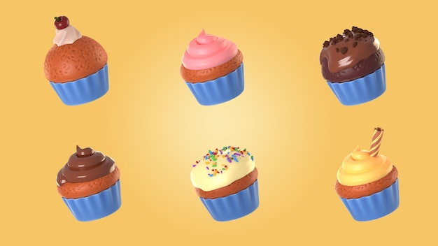 PSD assortment of cupcakes mock-up