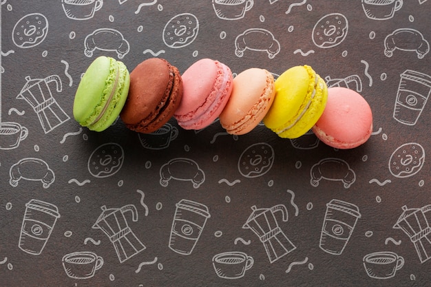 PSD assortimento di macarons con mock-up