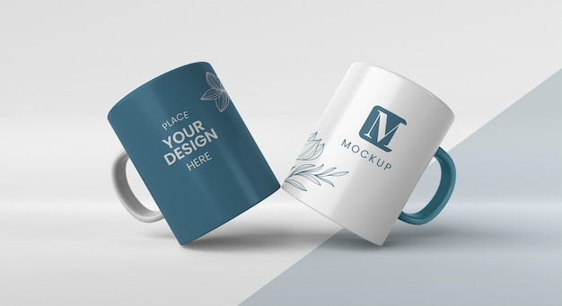 PSD assortment of minimal coffee mugs