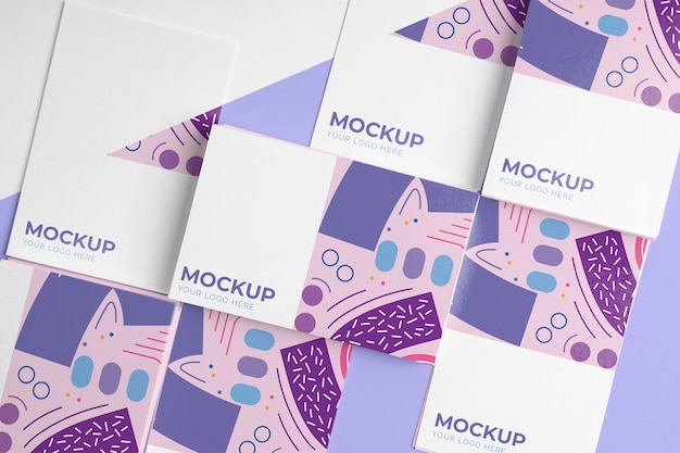 PSD assortment of pattern visiting card mock-up