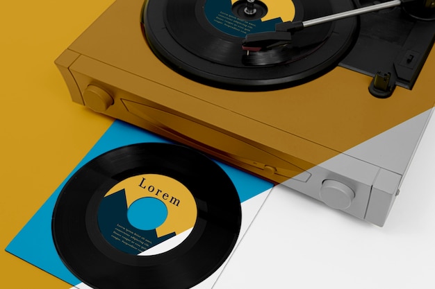 Assortment of vinyl records mock-up