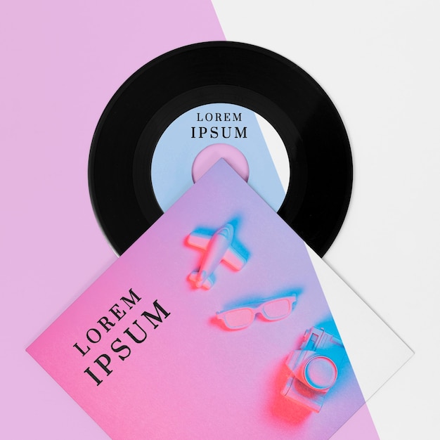 Assortment of vinyl records mock-up