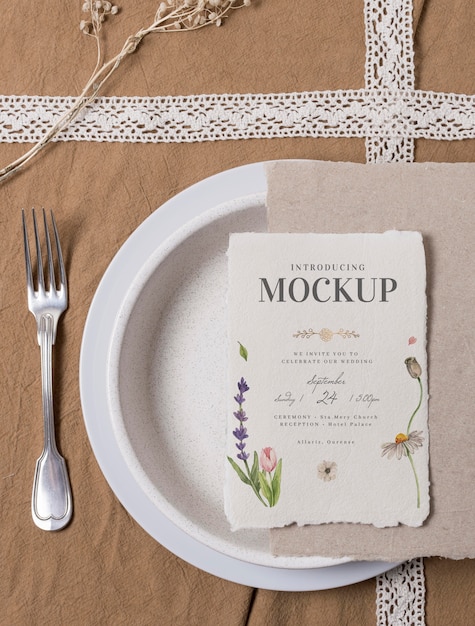 PSD assortimento di carte mock-up per matrimoni