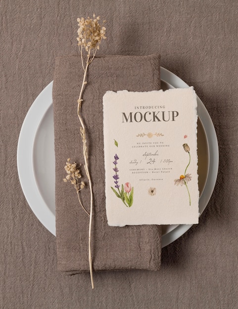 assortment of wedding mock-up cards