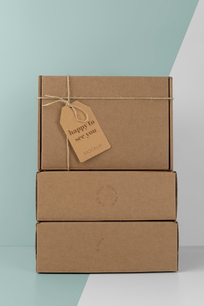 PSD assortment with craft box tag mock-up