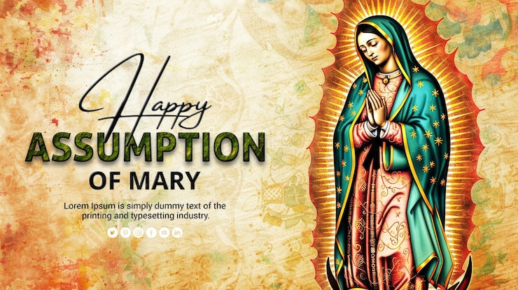 PSD assumption of mary banner and background