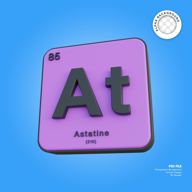 PSD astatine chemical element periodic table 3d render