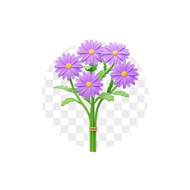 PSD aster bouquet flower 3d-illustratie