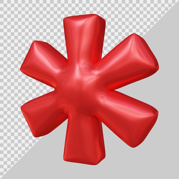 Asterisk-symbool in 3d render