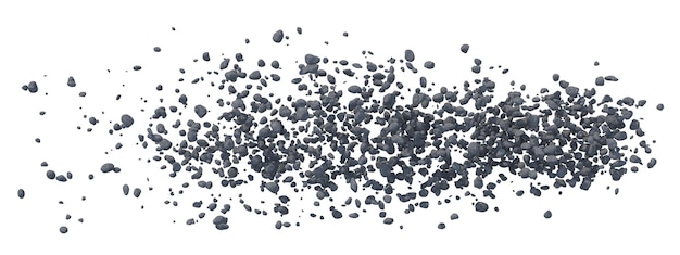 PSD asteroid belt isolated transparent background 3d rendering