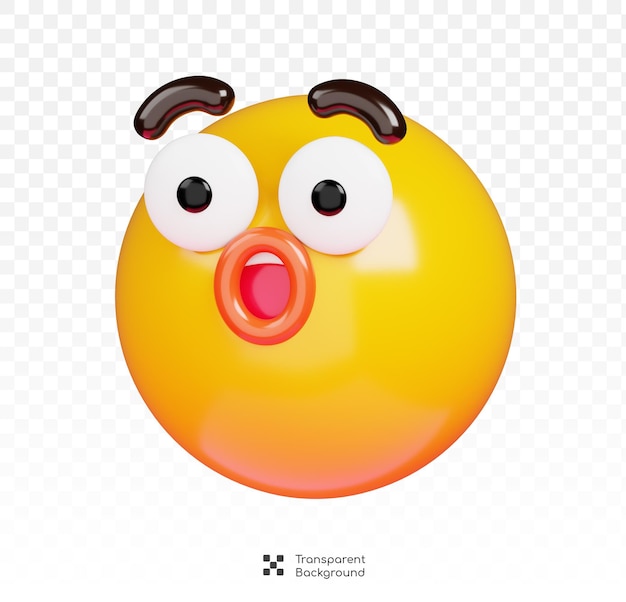 PSD astonished face emoji of cute surprised emoticon 3d-weergave van een emoticon op een transparante achtergrond