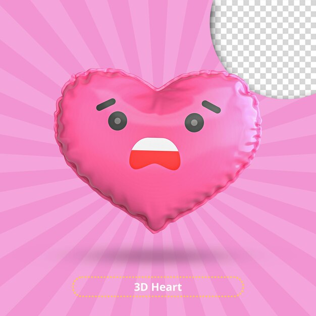 PSD astonished faceheart 3d render