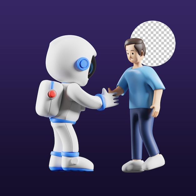 Astro shaking hand 3d illustration