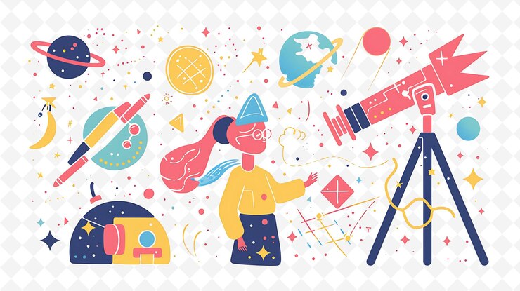 PSD astrological characters navigating by the stars design is na flat illustration festival theme art