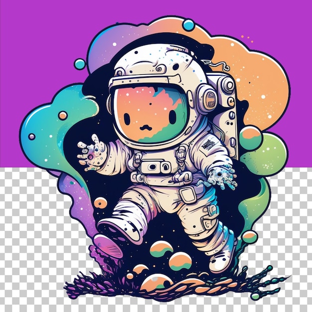 PSD illustrazione di cartoni animati di astronauti